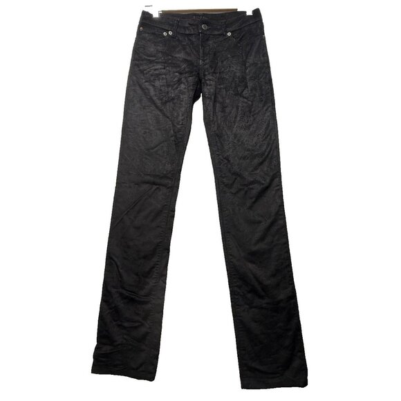 Prada Contour Fit Black Corduroy Straight Low Rise Women's Pants Sz 26 27x34 - Picture 1 of 9